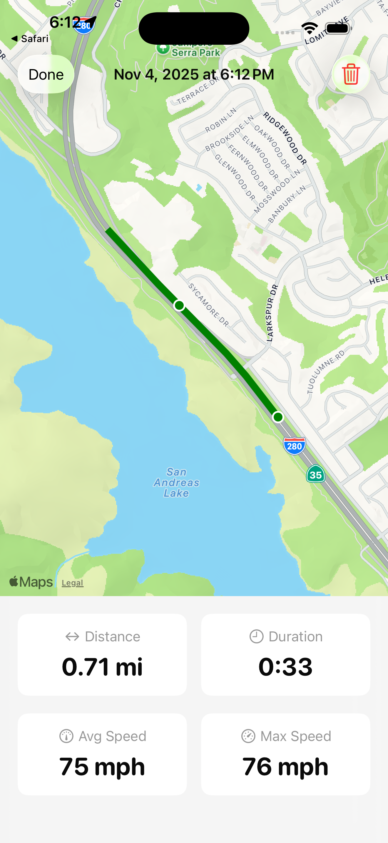 Drive detail with statistics